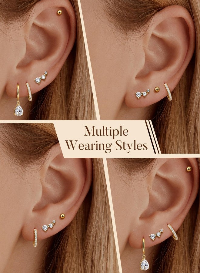 BESTEEL Small Hoop Earrings for Women - Hypoallergenic Surgical Steel Flat Back Earring Stacks Set Dangle Huggie Stud Cartilage Jewelry Trendy 4 Pairs - Image 4